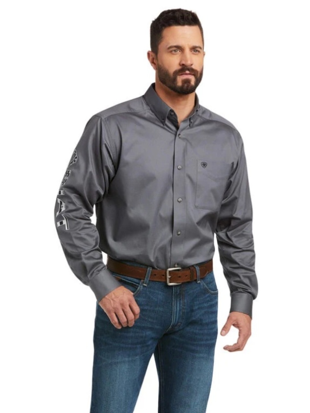 MEN'S ARIAT TEAM LOGO TWILL CLASSIC FIT WESTERN SHIRT QUIET SHADE XLT NEW